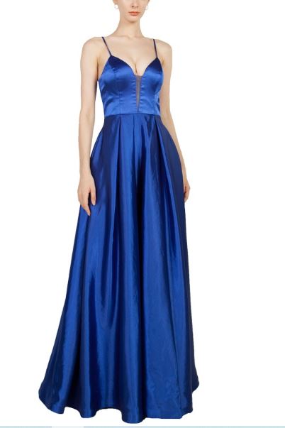 11177RB Royal blue satin A-line ball gown