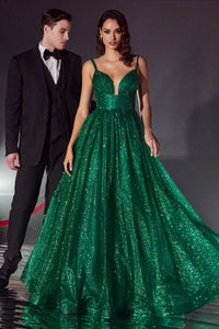 11190 Emerald sparkle princess ball gown. size 8