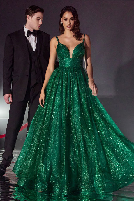 11190 Emerald sparkle princess ball gown. size 8