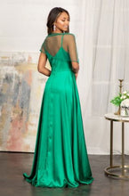 11204 Emerald. A-line  satin gown. Split and deep sweetheart. Size 20.
