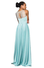 11205 Light blue, A-line gown. Luxurious fabric. Cheeky pockets. Size 16