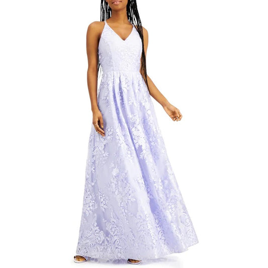 11214 Soft lavender embossed organza princess ball gown