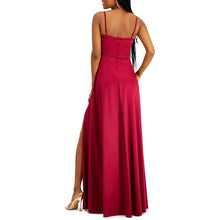 11216 Burgundy, A-line satin dress with sweetheart neckline and pockets. Size 8