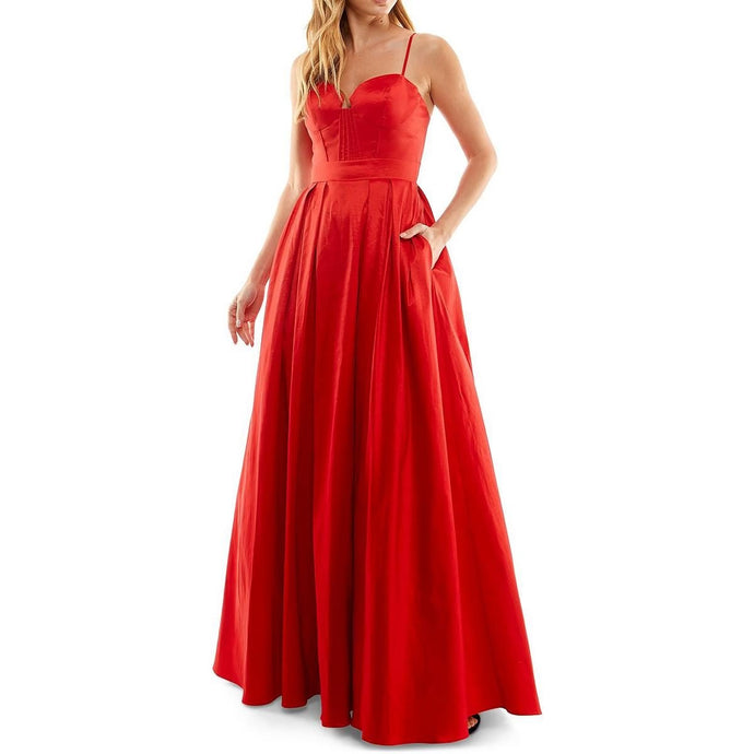 11224 Scarlet red. Stretch taffeta. Corset bodice. Princess dress pockets. size 4.