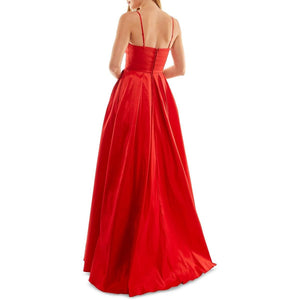 11224 Scarlet red. Stretch taffeta. Corset bodice. Princess dress pockets. size 4.