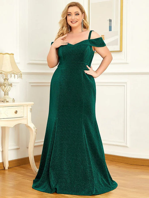 11248 Teal. Fit and flare with off shoulder detail. Size 24
