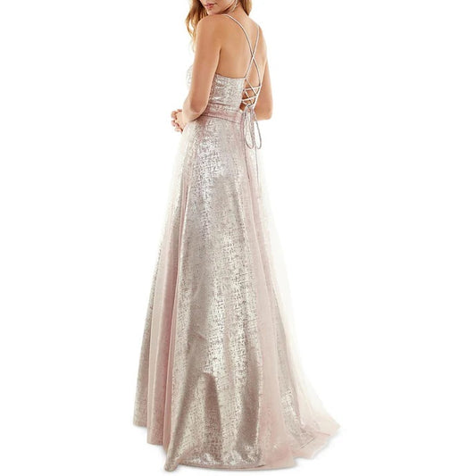 11278 Modern princess. Silver and mauve soft sparkle A line