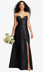 11303 Strapless Bustier Black Mikado Dress Alfred Sung D841  Size 10.