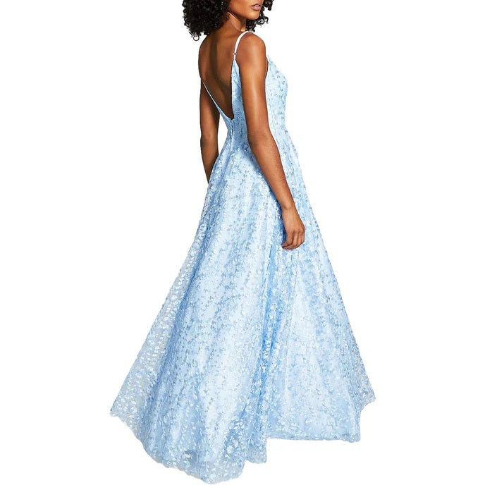 11311 Modern princess. Stunning blue sparkle floral + satin.