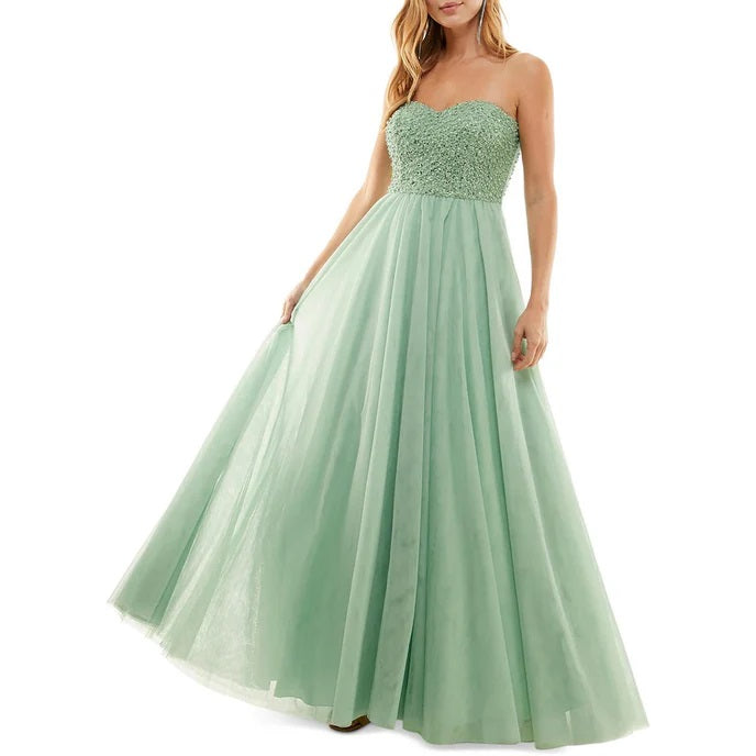 11312 Oh so feminine! Beaded strapless top. Full tulle skirt.