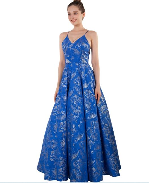 11415 Royal blue and silver princess ball gown.