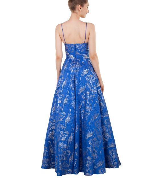 11415 Royal blue and silver princess ball gown.