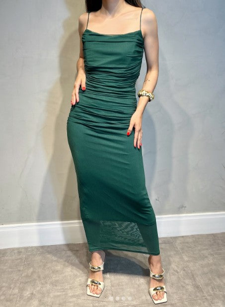 11502 Emerald green mesh stretchy semi fitted.