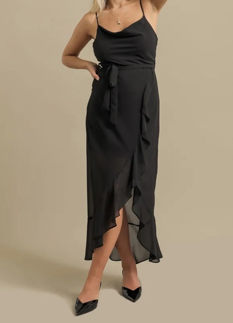 11509 Black chiffon, midi.