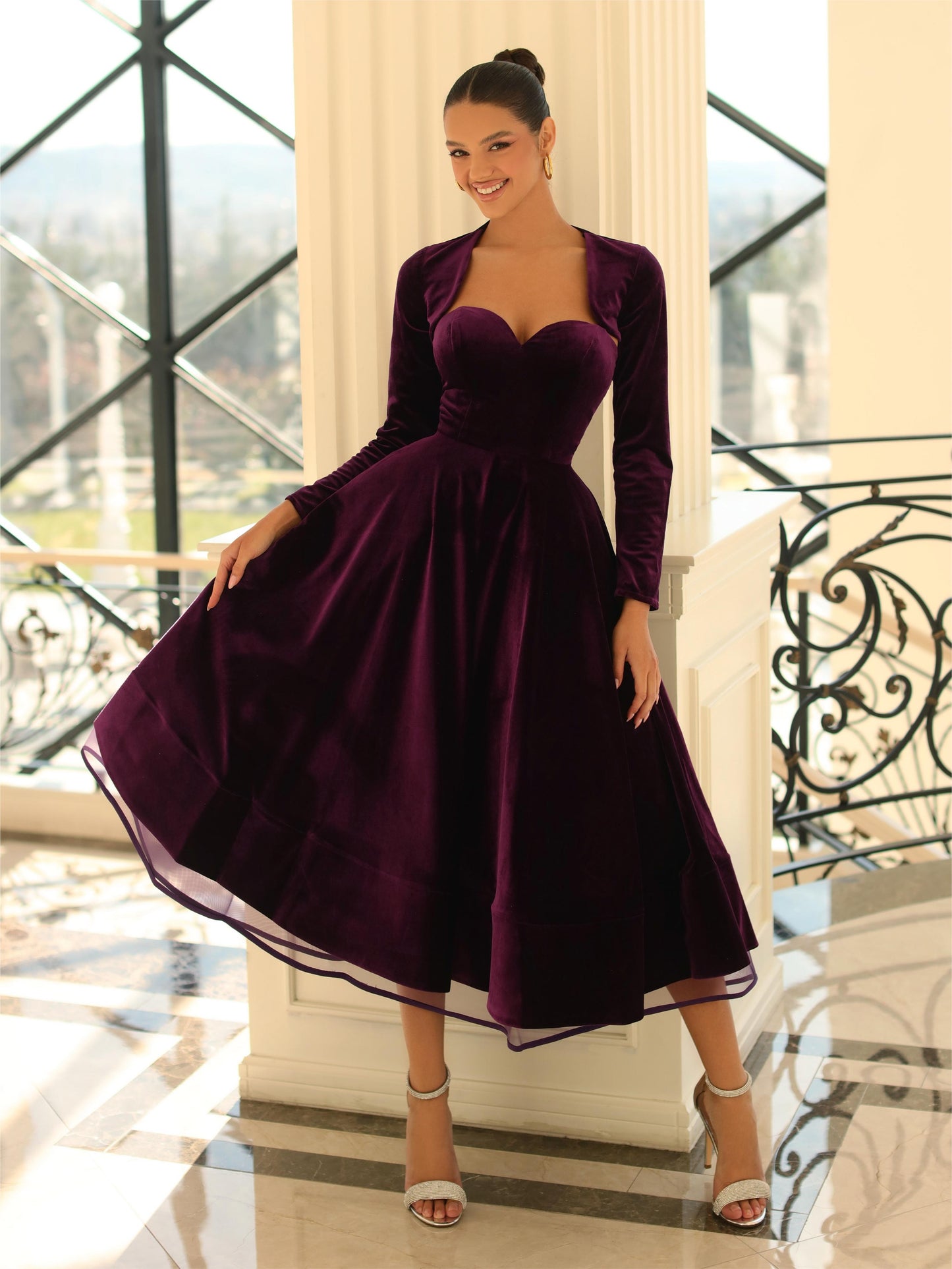 11570 Stunning plum midi with jacket. RRP $495. Ours $399