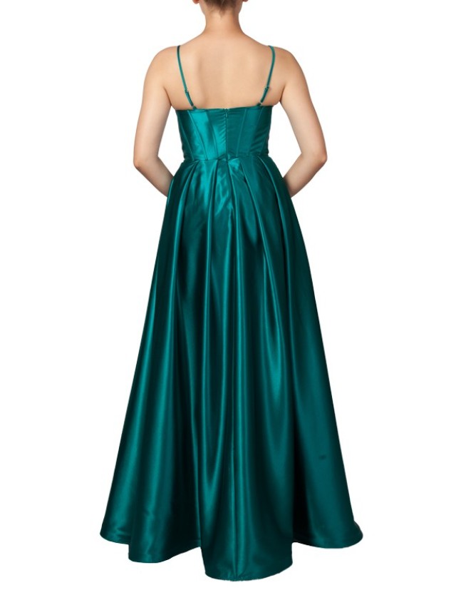 11576 A line stunning teal green satin.