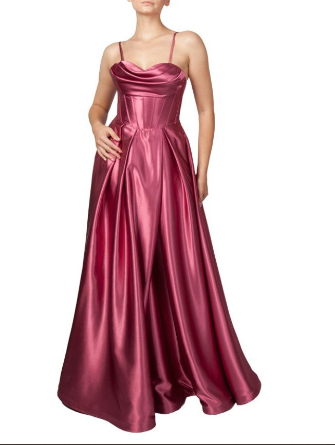 11576P A line stunning mauve pink satin.