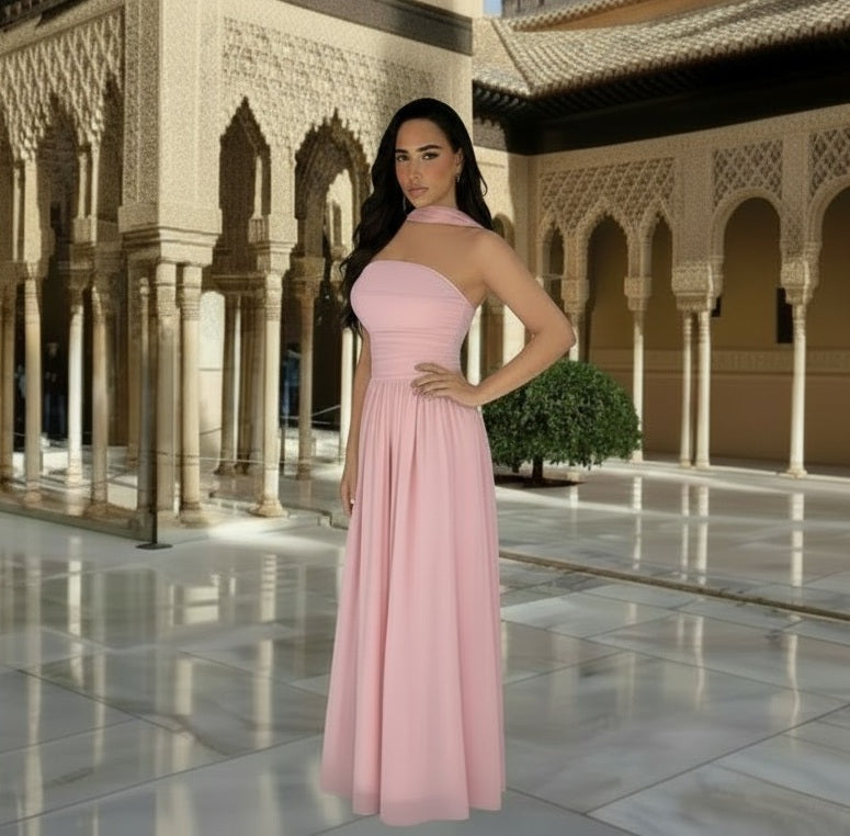 11608 Pink strapless with long scarf