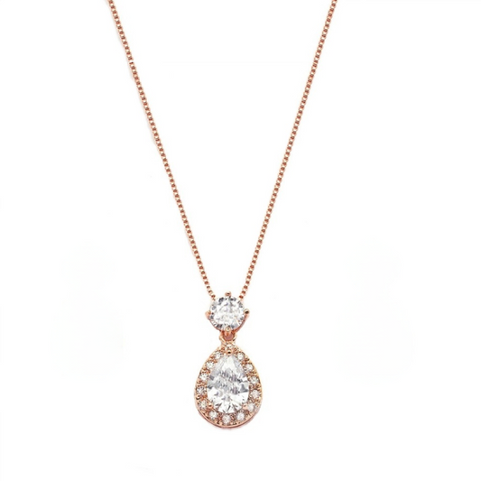 7666   Dazzling Crystal Drop Necklace ROSE GOLD