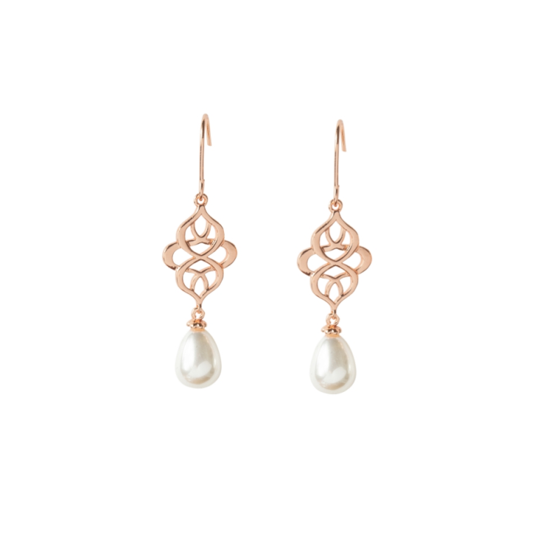 7651 Celtic knot bridal earrings, rose gold