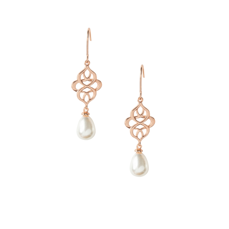 7651 Celtic knot bridal earrings, rose gold