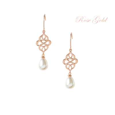 7651 Celtic knot bridal earrings, rose gold