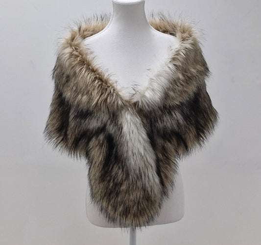 BBFFMULTI Faux fur multi coloured shrug / vintage stole