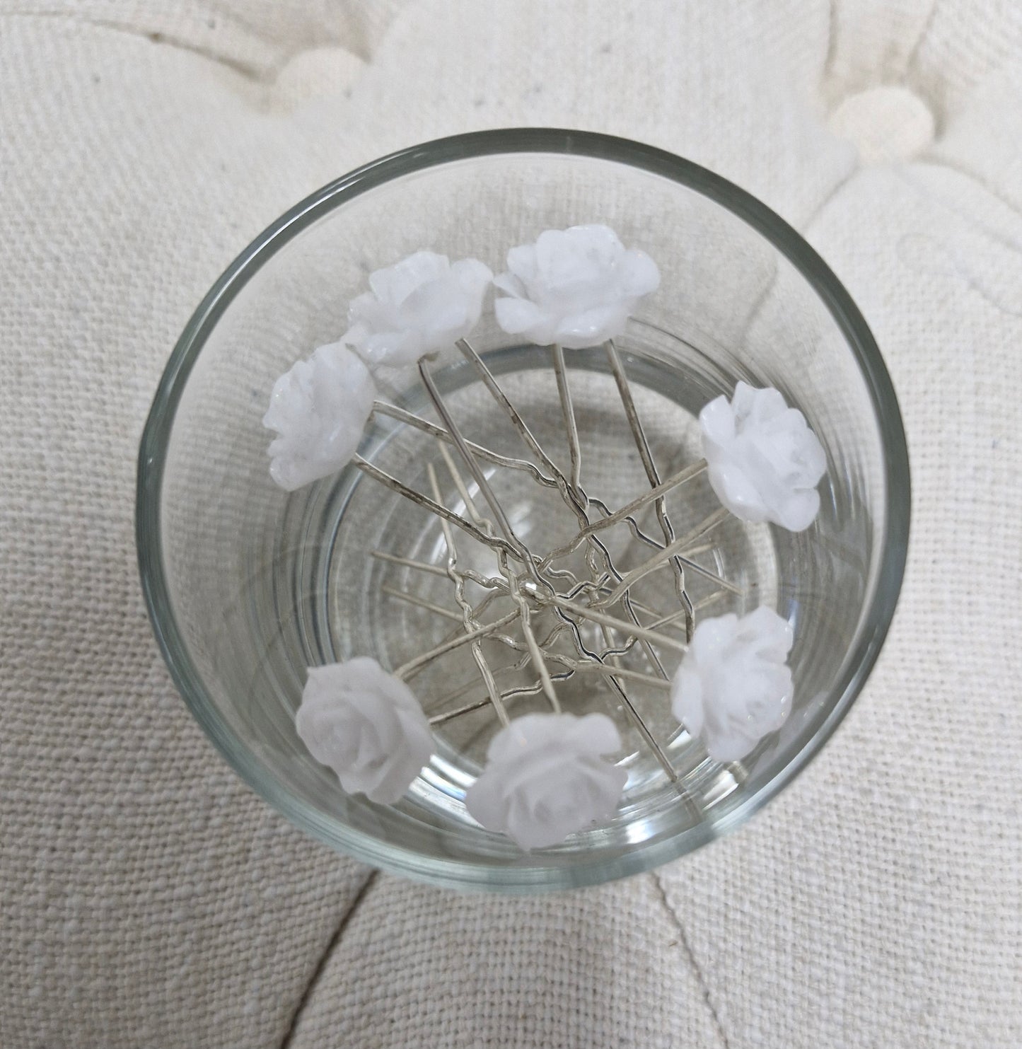 BBHP14 white flower hairpin 4 for $10.