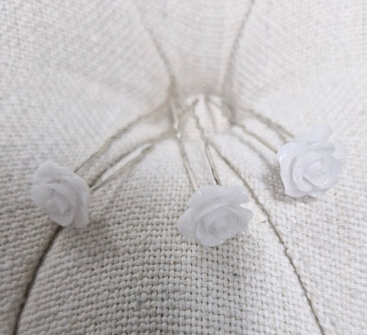 BBHP14 white flower hairpin 4 for $10.