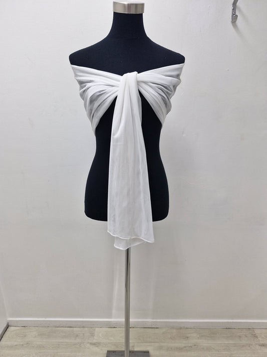 Wp1010 double layer ivory tulle wrap / scarf.