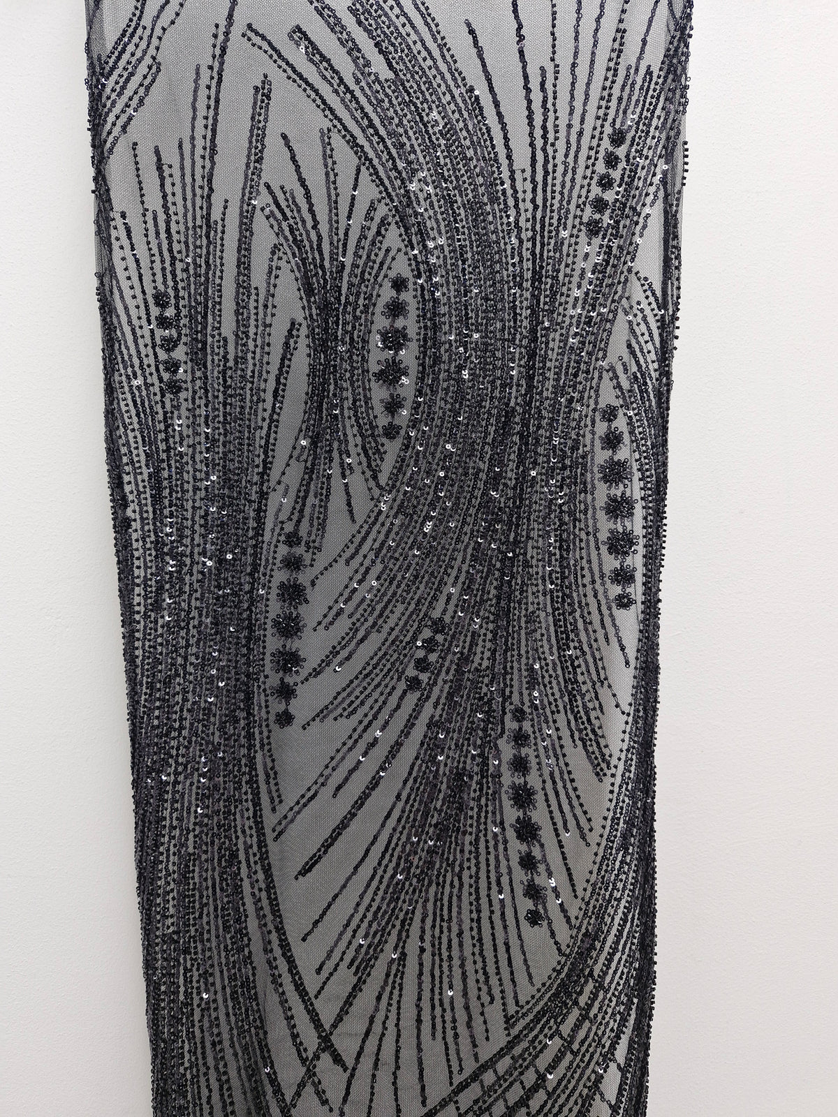 WP1050 Black, beaded sequins wrap.