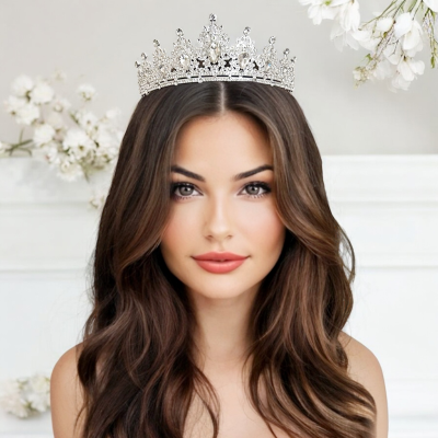 7660 Exquisite Rhinestone Tiara. Intricately embellished.