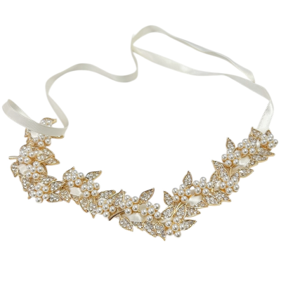 7657 Vintage inspired hair vine - luxe with crystal embellished gold flowers
