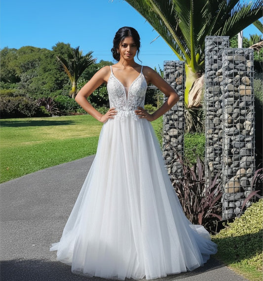 71328  Layered tulle A line with delicate bodice detail