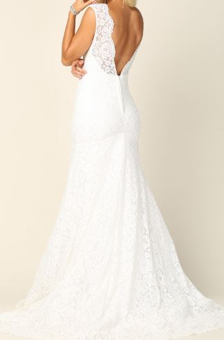 71436 Lace fit and flare with low V back. Size 26