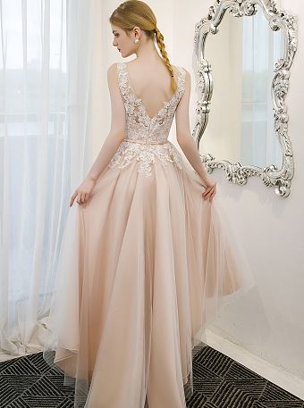 71518- Stunning blush high low, alternative wedding gown