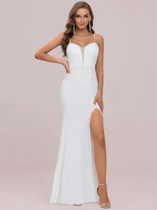 71741 Soft sequin fit and flare with split. Size 20