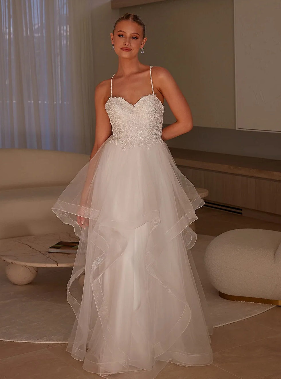 71750-  modern princess with layered tulle ruffles.