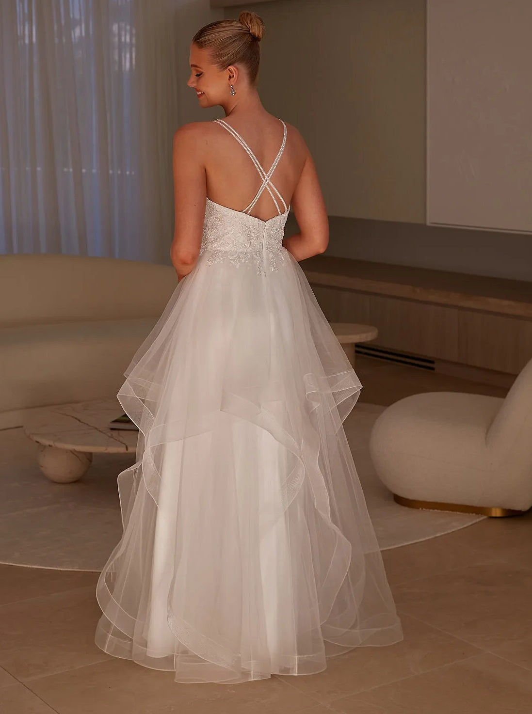 71750-  modern princess with layered tulle ruffles.