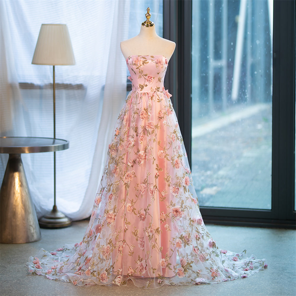 71764 Stunning A line pink wedding gown with 3D floral. 10