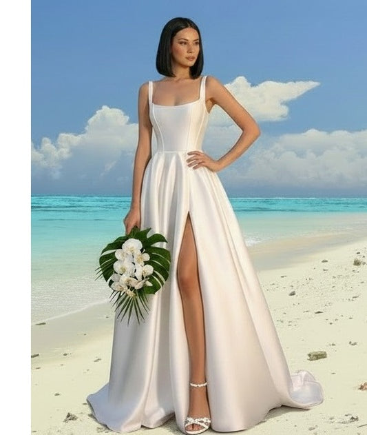 71845 Boat Neckline Mikado wedding dress