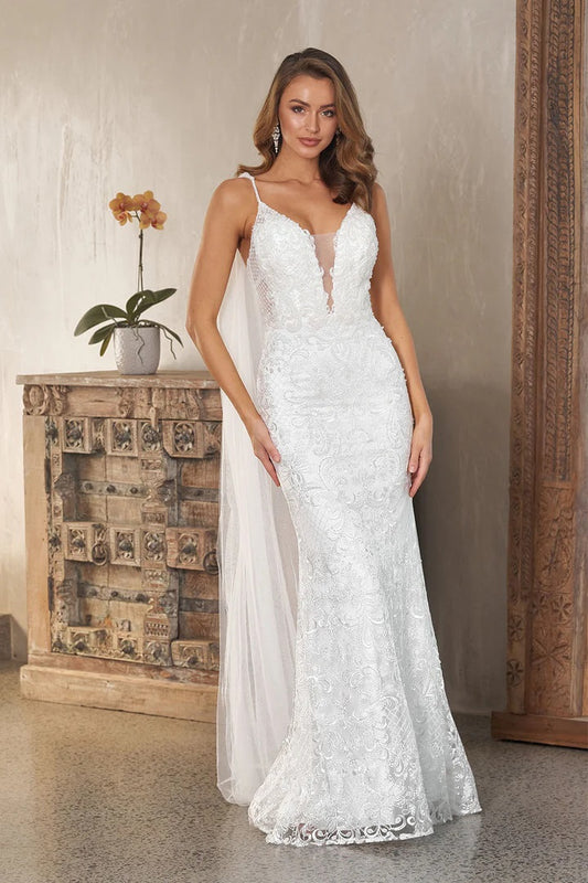 71942 Stunning beaded lace. Detachable tulle 'wings'