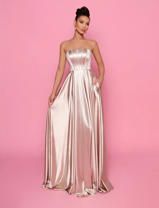 71972 Champagne satin corset, A line