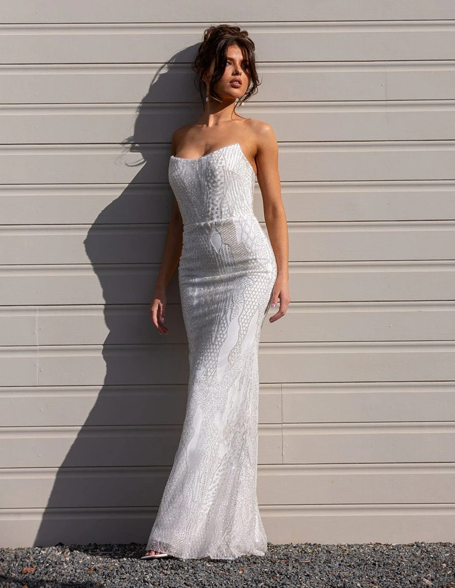 71990 strapless beautifully beaded fitted.