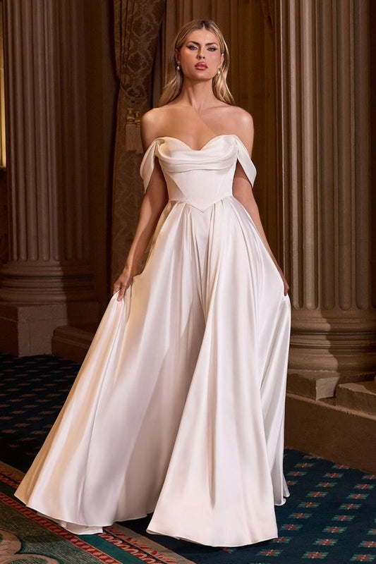 71995  Sweetheart with off shoulder. Elegant satin