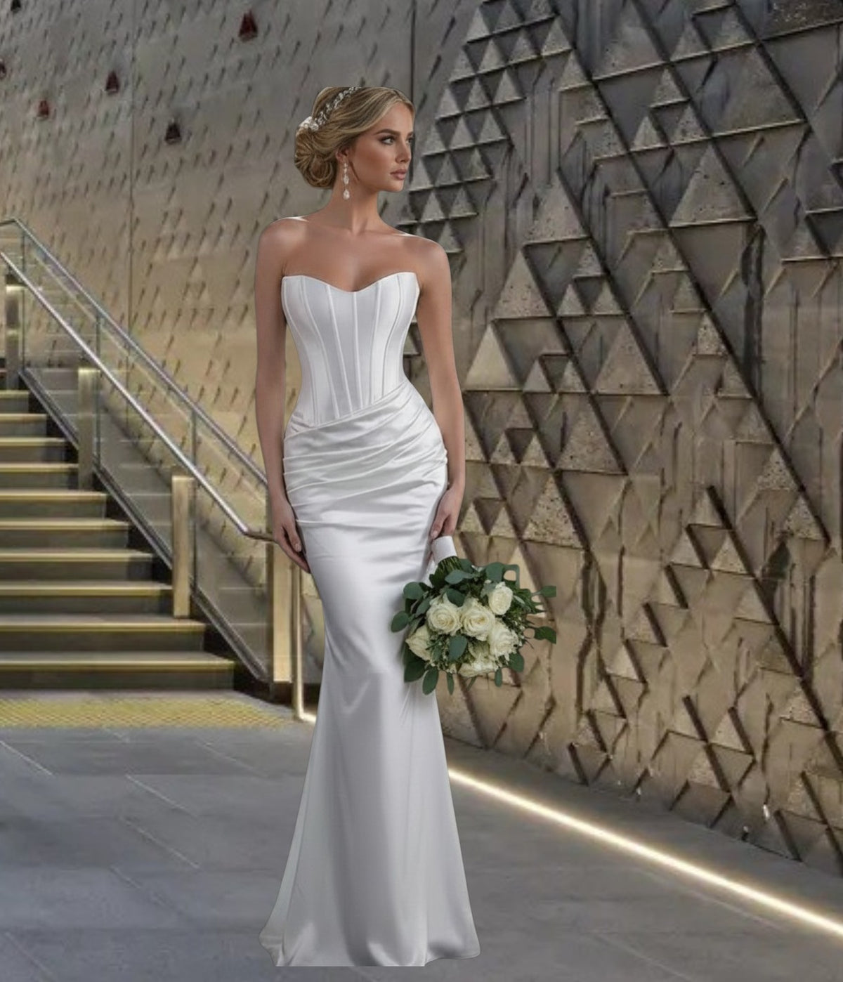 72060  Elegant strapless, semifitted sweetheart neckline.