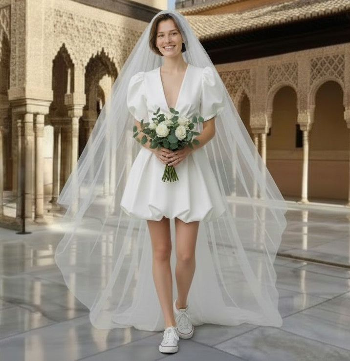 72096- Modern, satin alternative wedding dress