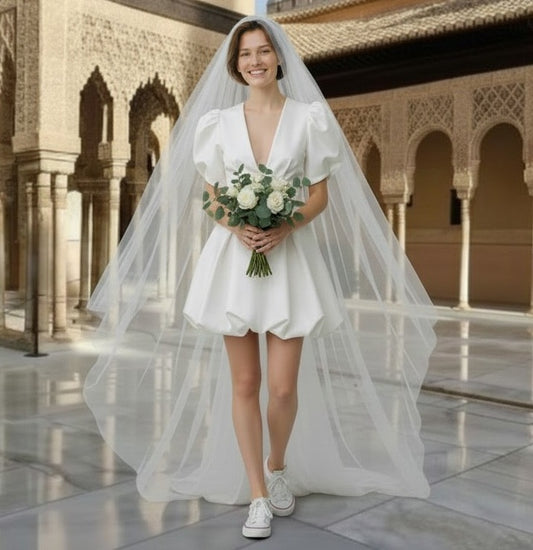 72096- Modern, satin alternative wedding dress