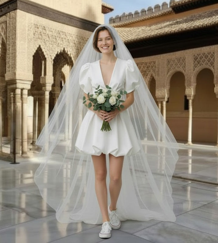 72096- Modern, satin alternative wedding dress