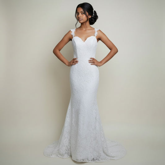 72106 Off white lace semi fitted